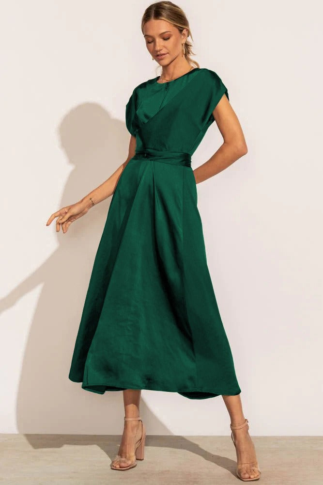 Abito Midi Elegante in Seta Donna | Abito Raffinato Viviana per Cerimonie e Eventi