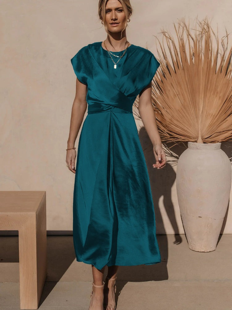Abito Midi Elegante in Seta Donna | Abito Raffinato Viviana per Cerimonie e Eventi
