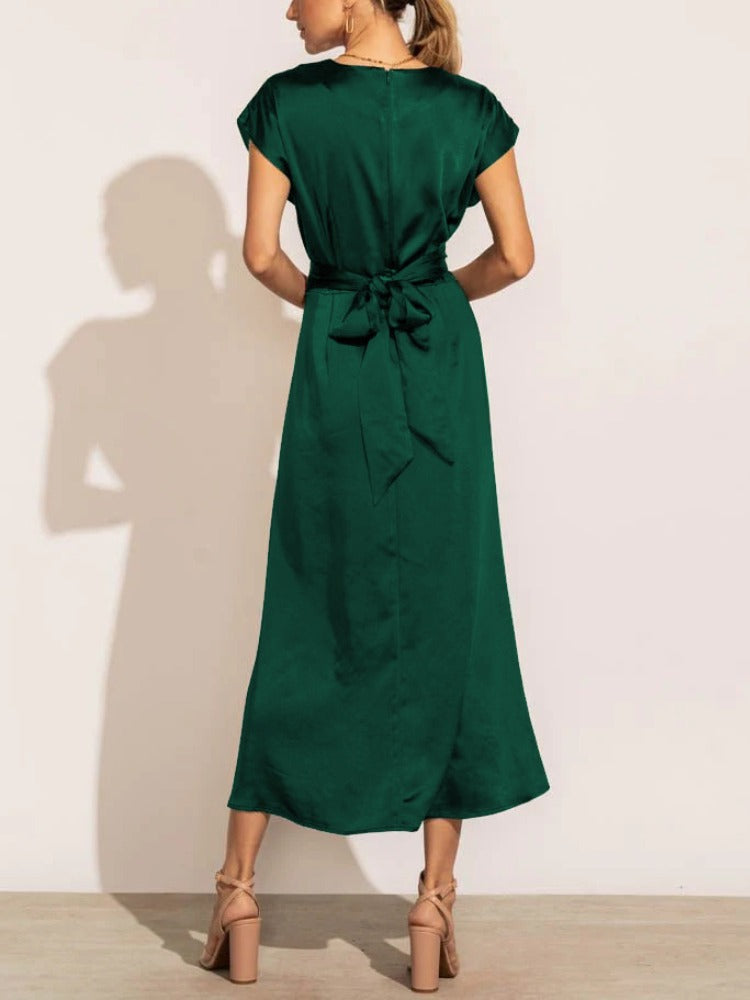 Abito Midi Elegante in Seta Donna | Abito Raffinato Viviana per Cerimonie e Eventi