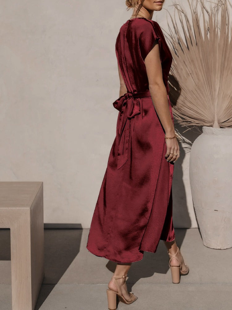 Abito Midi Elegante in Seta Donna | Abito Raffinato Viviana per Cerimonie e Eventi