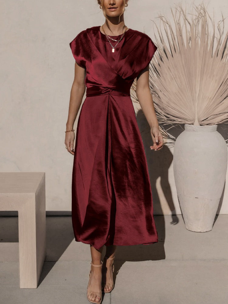 Abito Midi Elegante in Seta Donna | Abito Raffinato Viviana per Cerimonie e Eventi