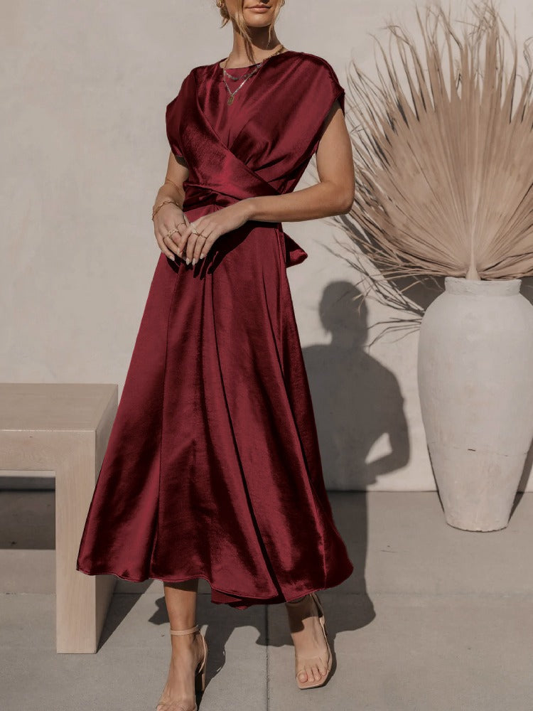 Abito Midi Elegante in Seta Donna | Abito Raffinato Viviana per Cerimonie e Eventi