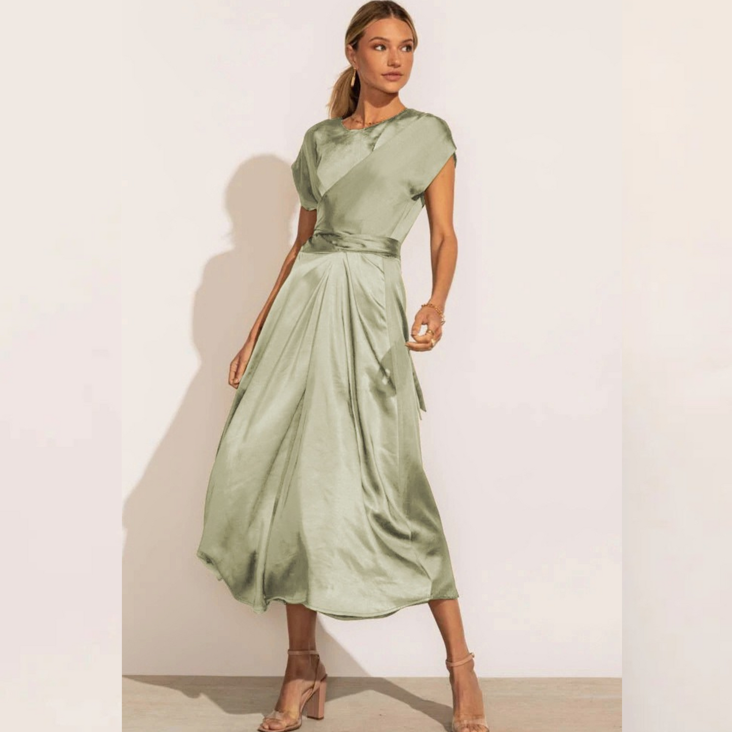 Abito Midi Elegante in Seta Donna | Abito Raffinato Viviana per Cerimonie e Eventi