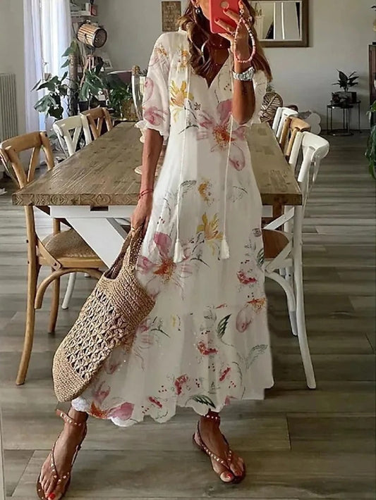 Abito Lungo Boho Chic Donna | Vestito Izabella in Tessuto Leggero e Fluido
