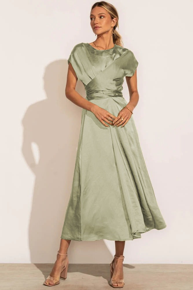 Abito Midi Elegante in Seta Donna | Abito Raffinato Viviana per Cerimonie e Eventi