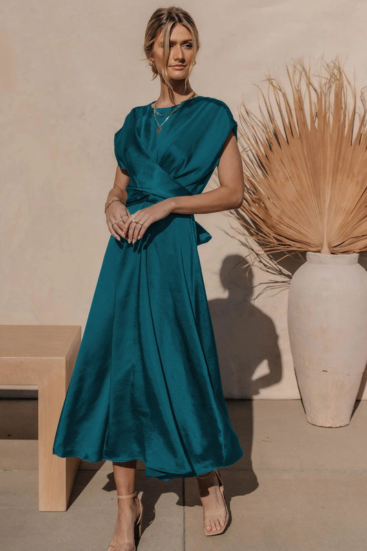 Abito Midi Elegante in Seta Donna | Abito Raffinato Viviana per Cerimonie e Eventi